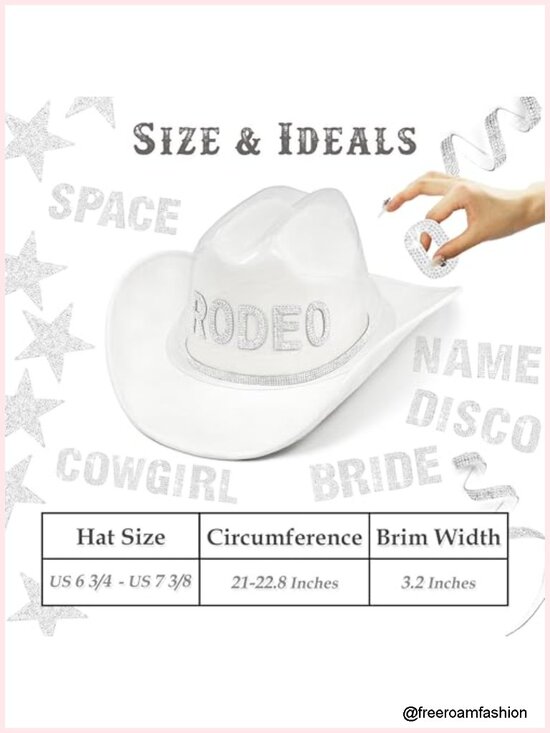 Rhinestone Cowgirl Hat with Patches and Hat Band
